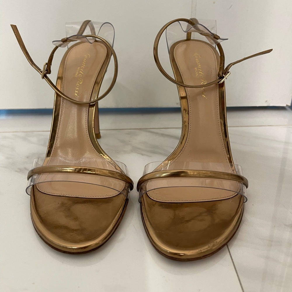 GIANVITO ROSSI Leather Plexi G-String Heels size 9 used once - Picture 5 of 7